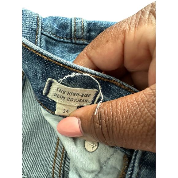 Madewell Rossie Wash The High-Rise Slim Boyjean Straight Leg Jean Size 24 - Picture 3 of 14